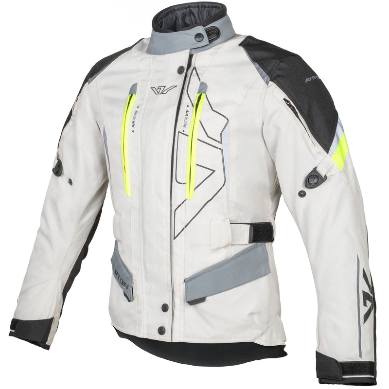 Veste de moto femme Ayrton Teressa II crème-jaune fluo-gris-noir