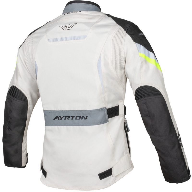 Veste de moto femme Ayrton Teressa II crème-jaune fluo-gris-noir