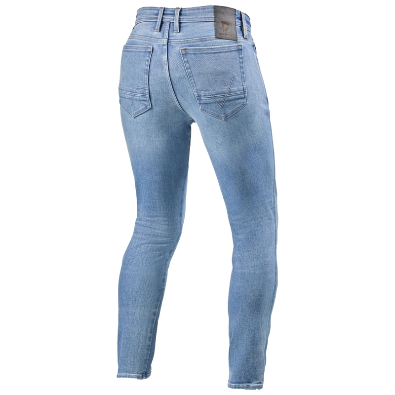 Jean moto Revit Piston 3 Skinny bleu clair extra court