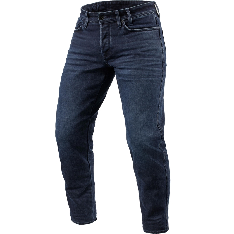 Jean de moto court Revit Ortes TF Extra, bleu foncé délavé-noir