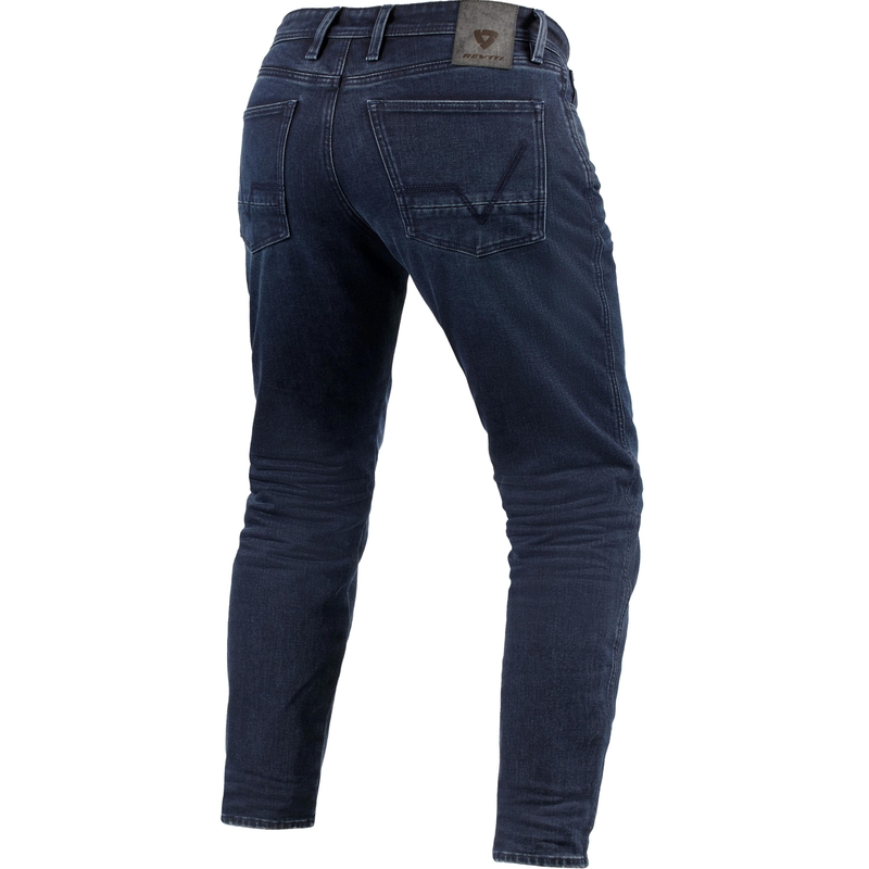 Jean de moto court Revit Ortes TF Extra, bleu foncé délavé-noir
