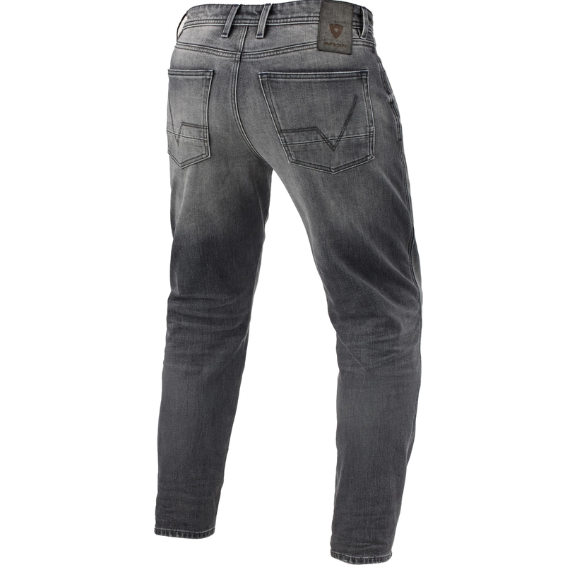 Jean moto court extra court Revit Ortes TF gris délavé