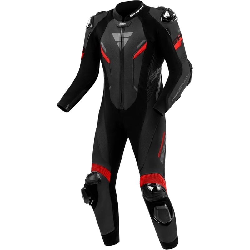 Combinaison de moto Shima Hyper-RS en cuir noir et rouge