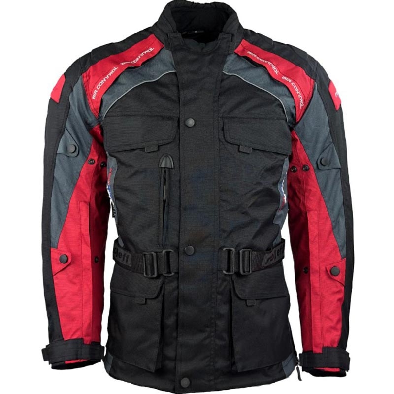 Veste de moto Roleff Liverpool noire et rouge