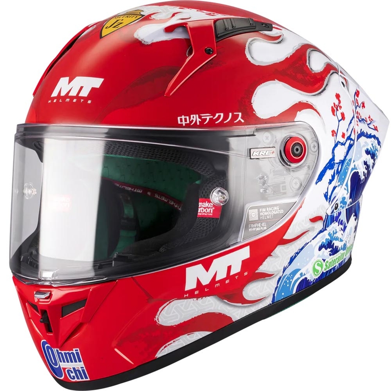 Casque intégral de moto KRE + S Yamanaka A5 rouge et blanc