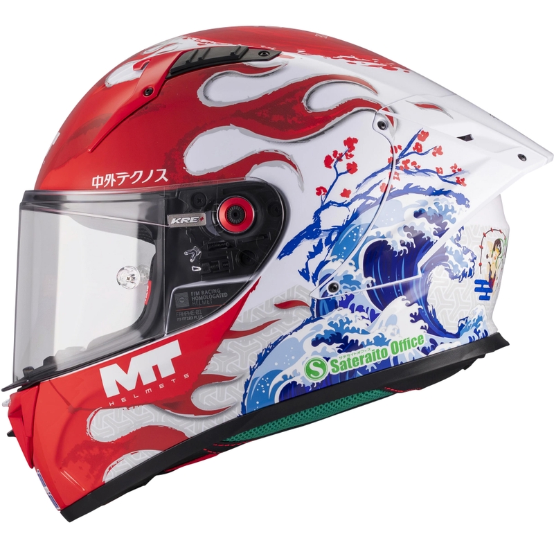 Casque intégral de moto KRE + S Yamanaka A5 rouge et blanc