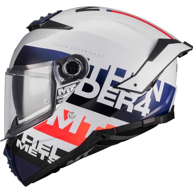 Casque intégral de moto MT Thunder 4 SV Waves A17 blanc-bleu-rouge