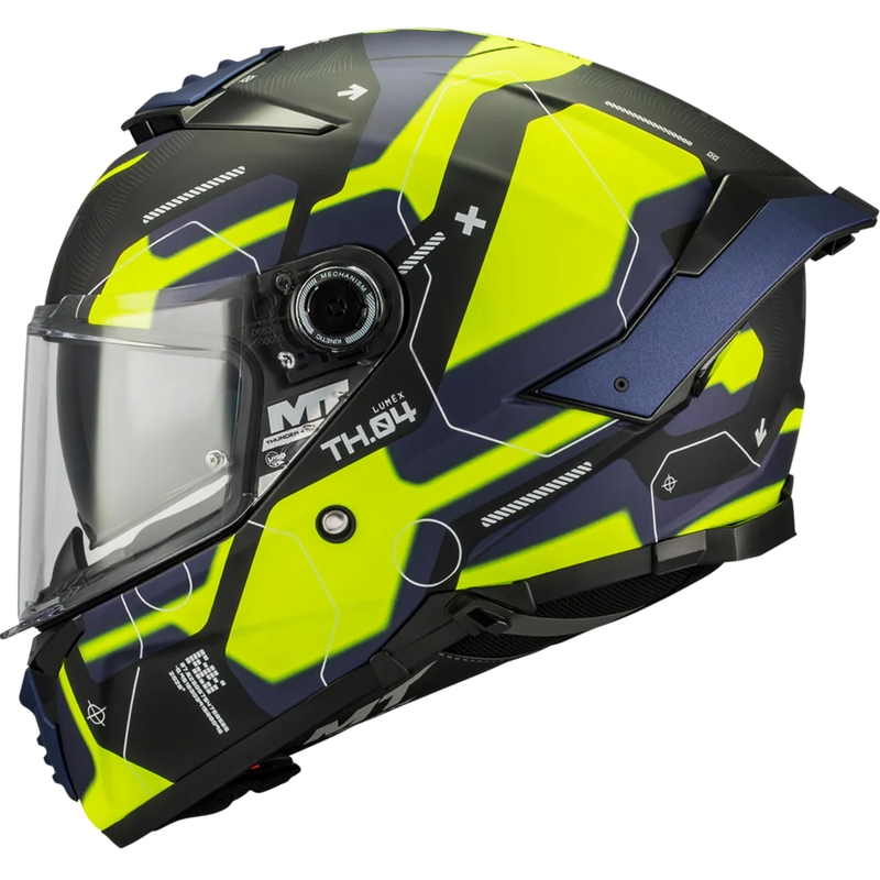 Casque intégral de moto MT Thunder 4 SV Lumex B27 noir-bleu-jaune fluo