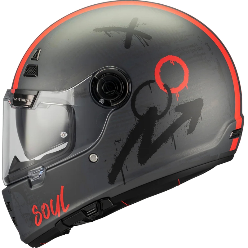 Casque intégral de moto MT Jarama SV Papercut C15 gris-rouge mat