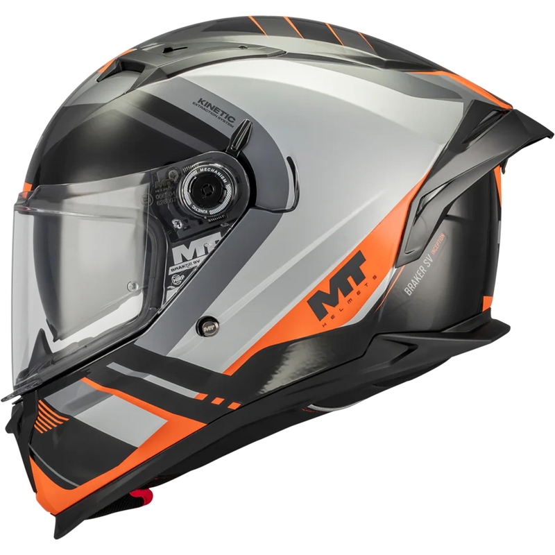Casque intégral de moto MT Braker SV Inception B4 noir-gris-orange