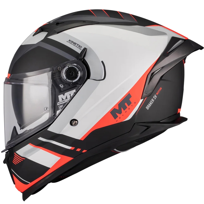 Casque intégral de moto MT Braker SV Inception B5 noir mat-gris-rouge