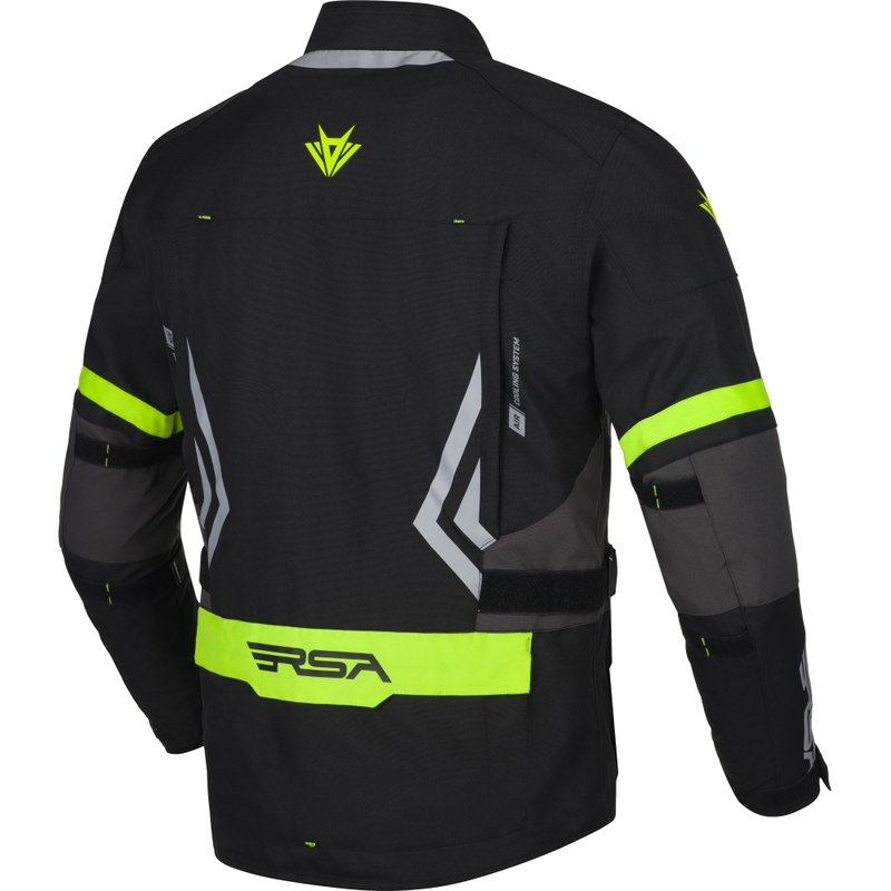 Veste moto RSA Storm noir-gris-jaune fluo