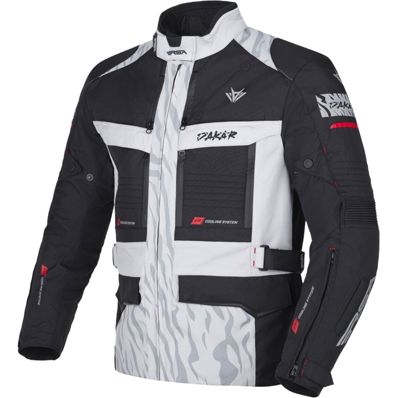 Blouson moto RSA Dakar 2 noir-gris-rouge