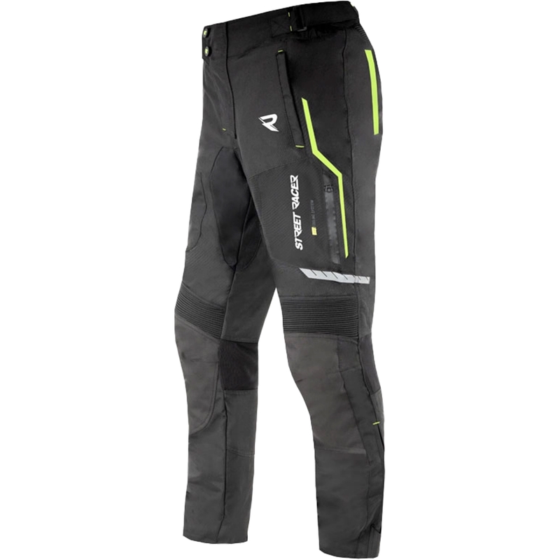Pantalon de moto Street Racer Flex noir-jaune fluo