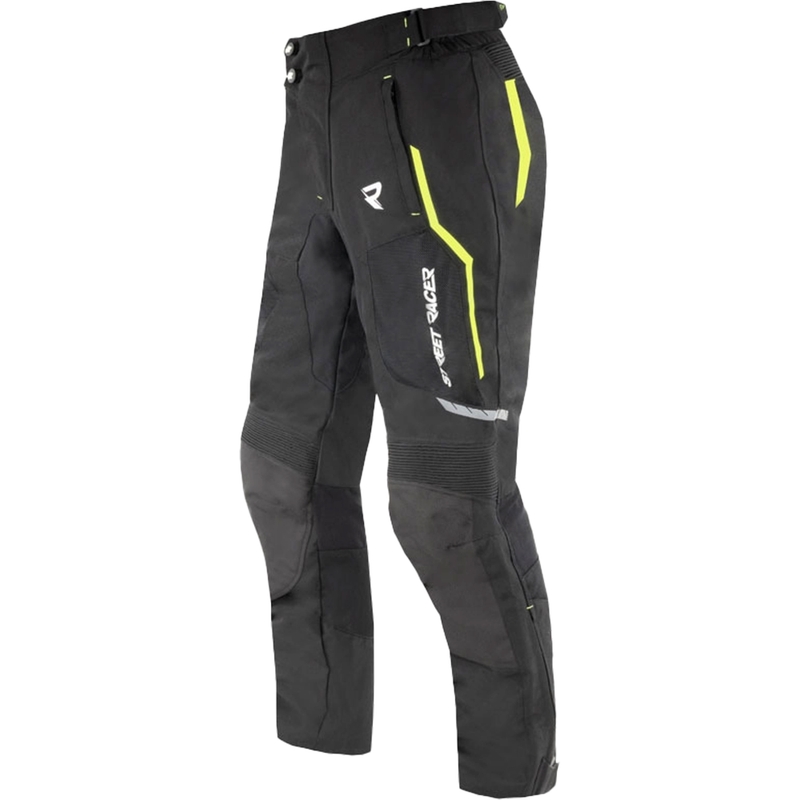 Pantalon de moto Street Racer Flex Air noir-jaune fluo