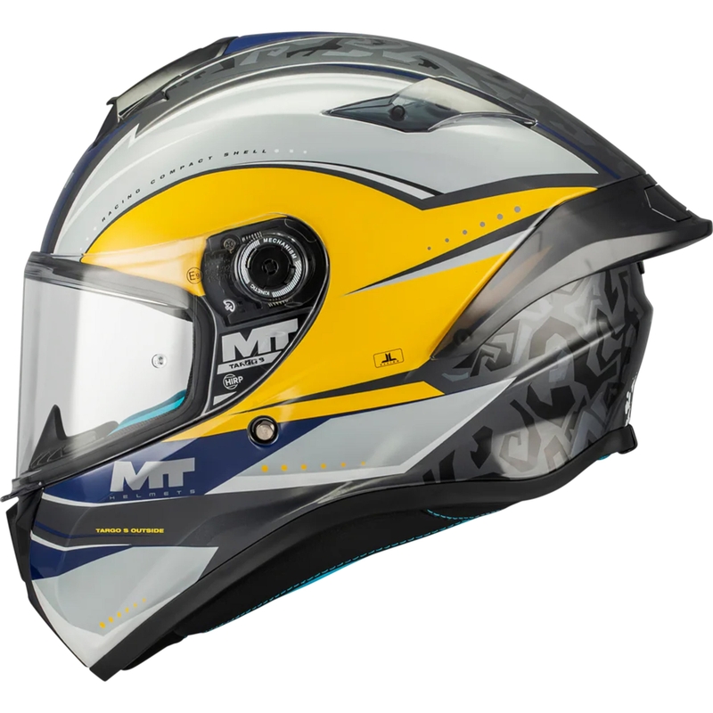Casque intégral de moto MT Targo S Outside C3 gris-jaune-bleu