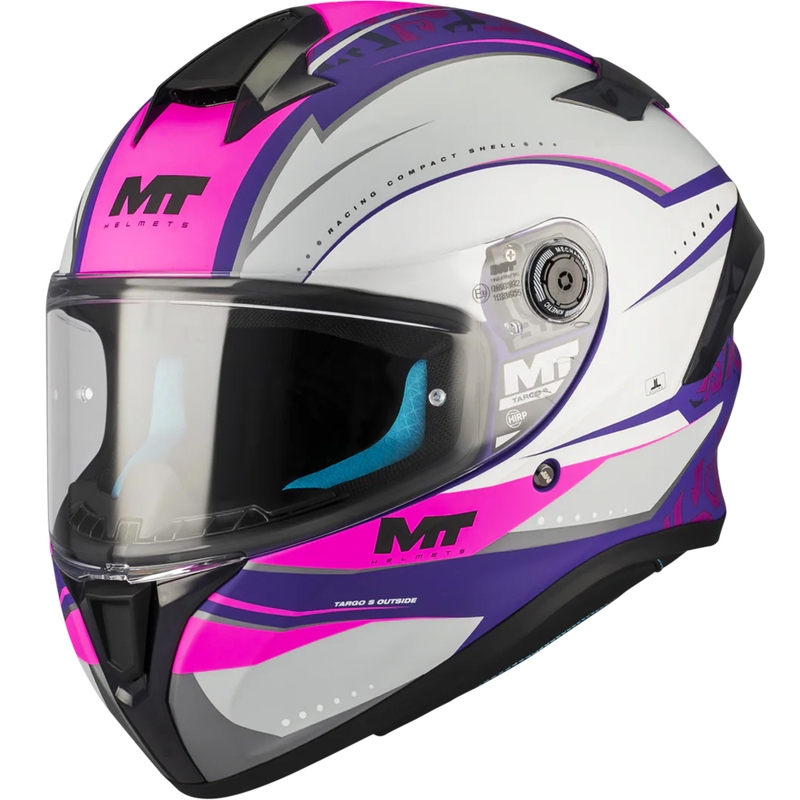 Casque intégral de moto MT Targo S Outside C8 violet-gris-rose mat