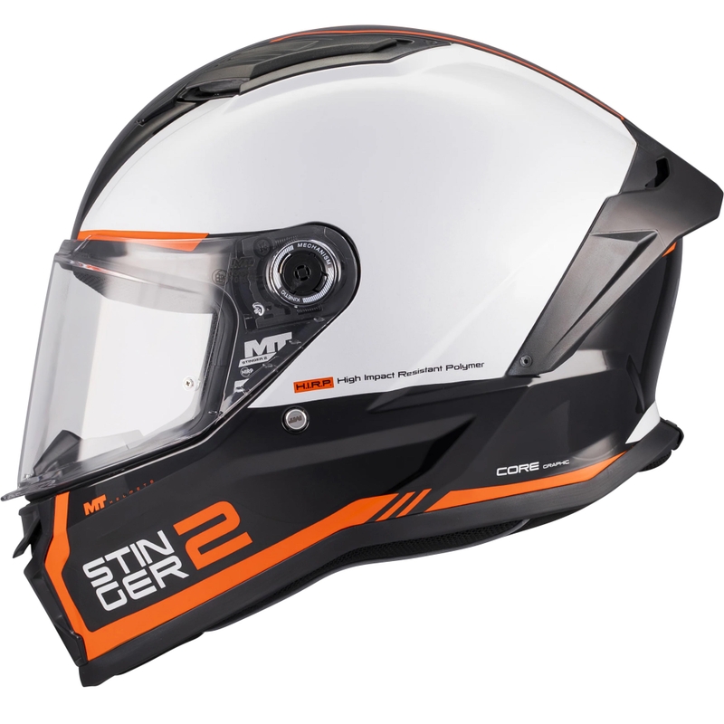 Casque intégral de moto MT Stinger 2 Core B0 blanc-noir-orange