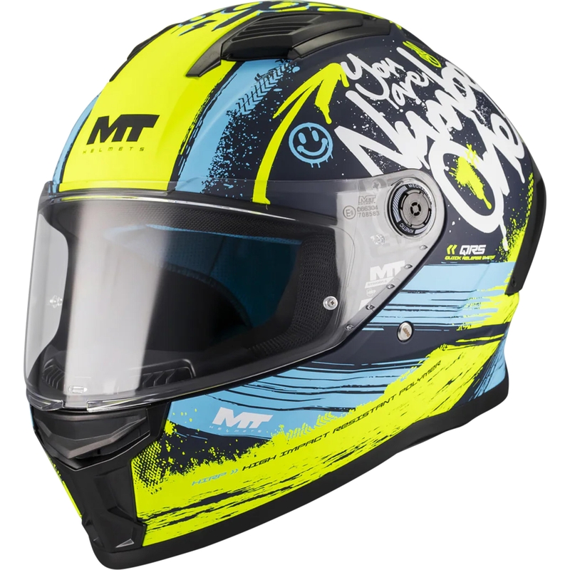 Casque intégral de moto MT Stinger 2 Rocket C3 bleu fluo jaune