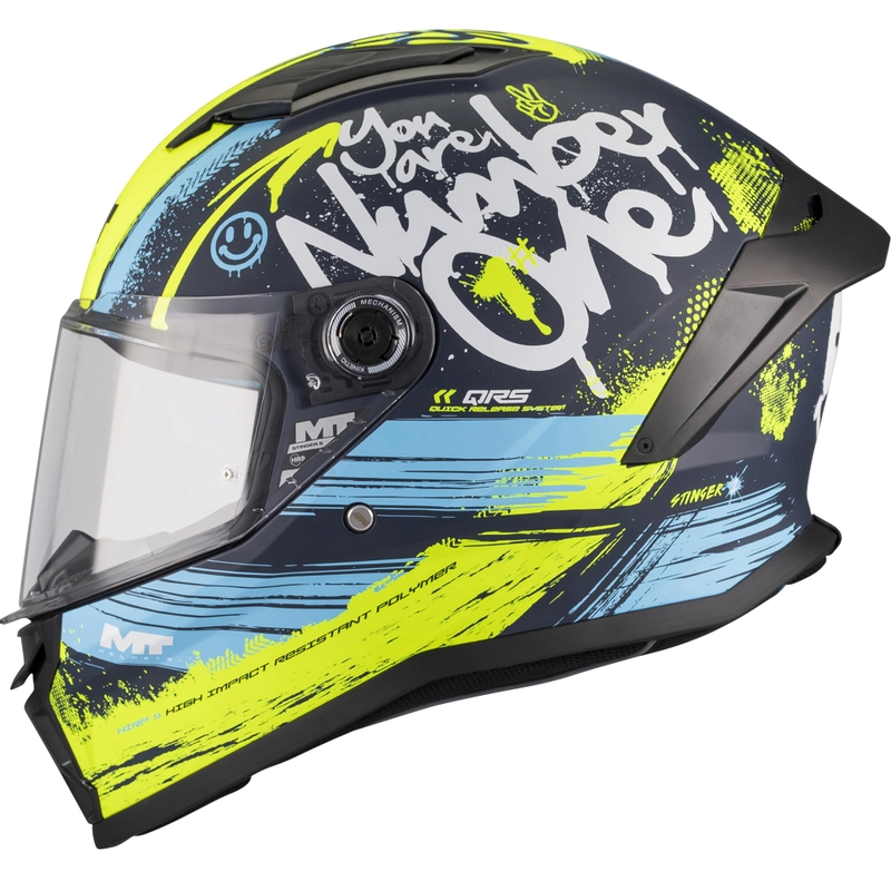 Casque intégral de moto MT Stinger 2 Rocket C3 bleu fluo jaune