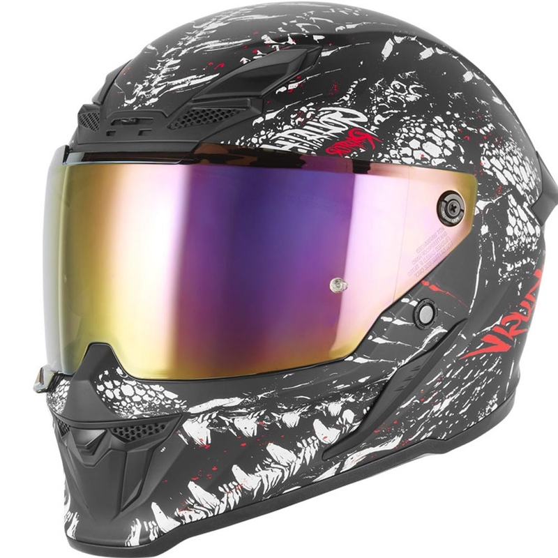 Casque intégral de moto NOX Exklusiv Goliath Raptor noir mat-blanc-rouge