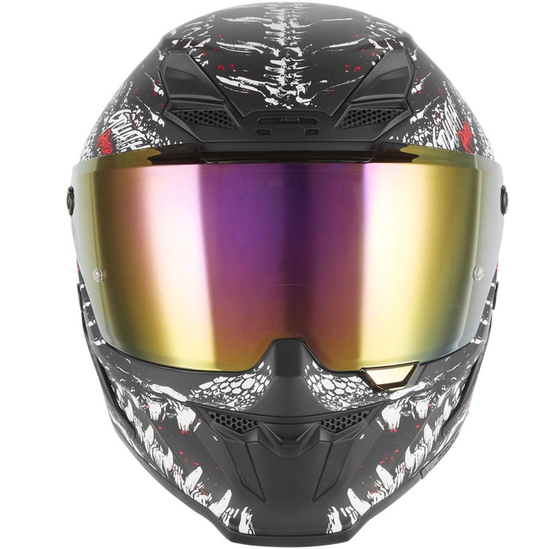 Casque intégral de moto NOX Exklusiv Goliath Raptor noir mat-blanc-rouge