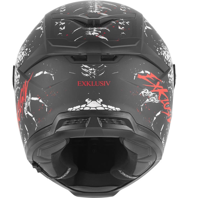 Casque intégral de moto NOX Exklusiv Goliath Raptor noir mat-blanc-rouge