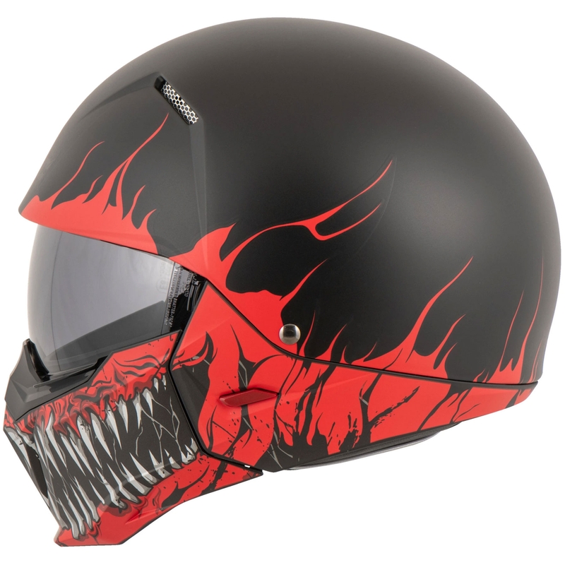 Casque jet avec visière HJC i20 Scraw MC1SF blanc-rouge-noir soldes