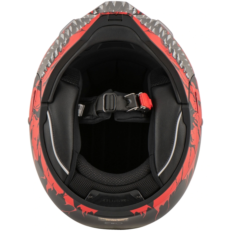 Casque jet avec visière HJC i20 Scraw MC1SF blanc-rouge-noir soldes