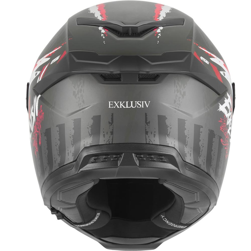 Casque intégral de moto NOX Exklusiv Goliath Cut'D noir mat-rouge
