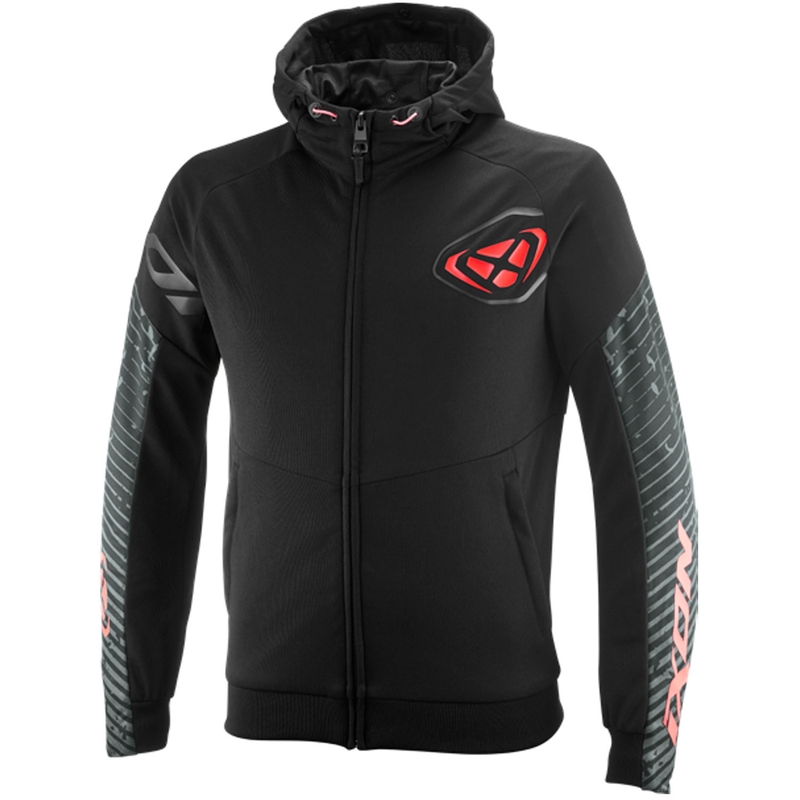 Sweat-shirt de moto IXON Touchdown Air noir et rouge fluo