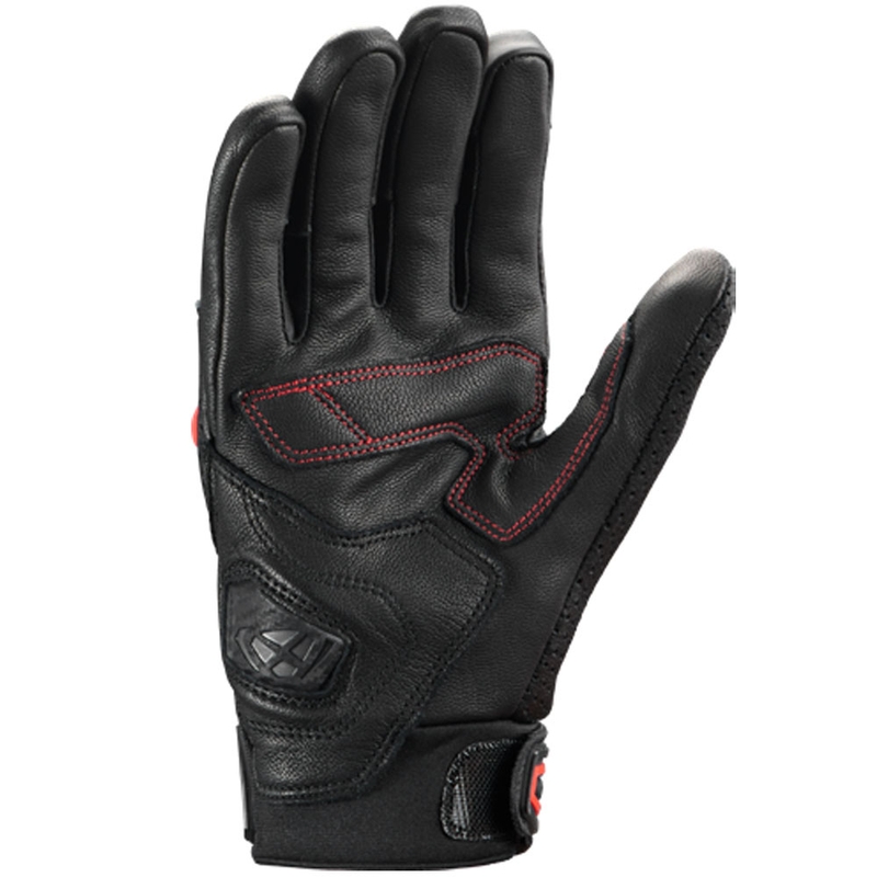 Gants de moto en cuir IXON Mirage, noir et rouge