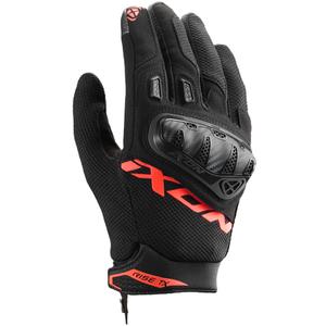 Gants de moto IXON Rise TX noir et rouge fluo