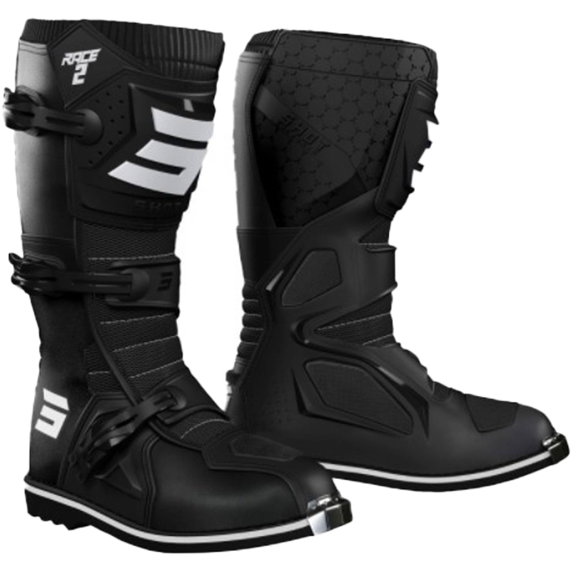 Bottes de motocross Shot Race 2 blanches et noires