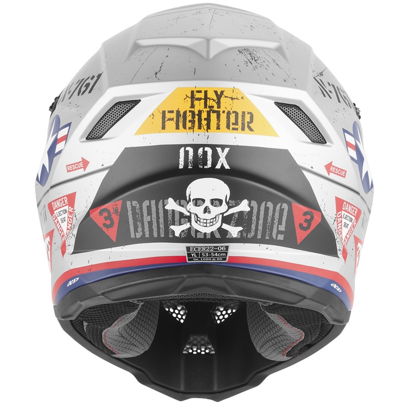 Casque de motocross enfant NOX N761 Fly Fighter argent multicolore