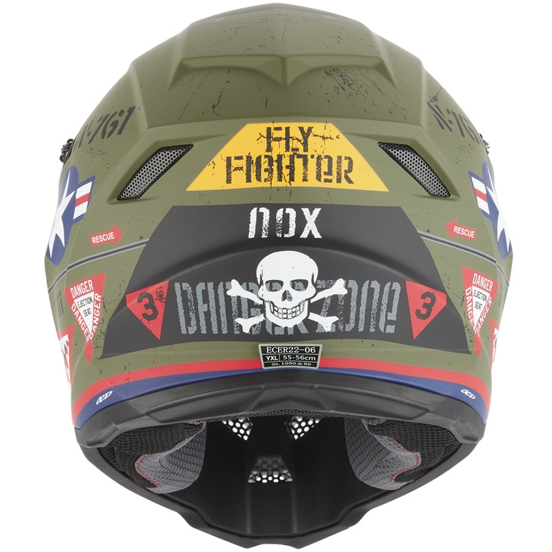 Casque de motocross enfant NOX N761 Fly Fighter kaki multicolore