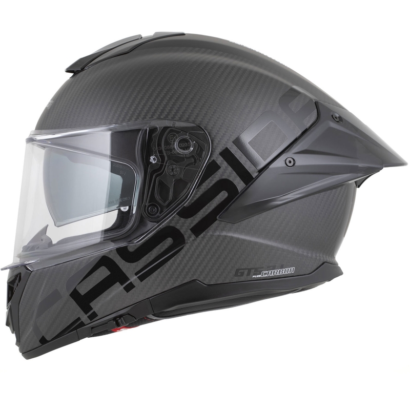 Casque intégral moto Cassida Integral GTS 2.1 Plus Carbon, noir et blanc mats.