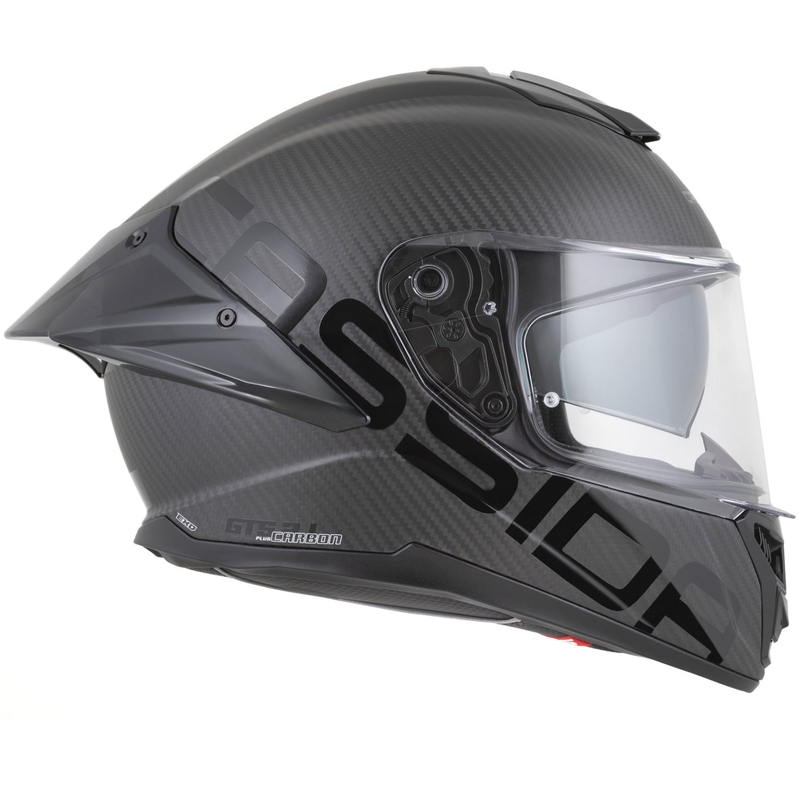 Casque intégral moto Cassida Integral GTS 2.1 Plus Carbon, noir et blanc mats.