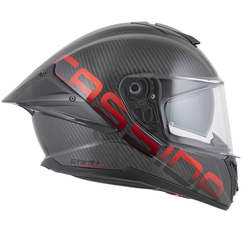 Casque intégral de moto Cassida Integral GTS 2.1 Plus Carbon, rouge carbone mat