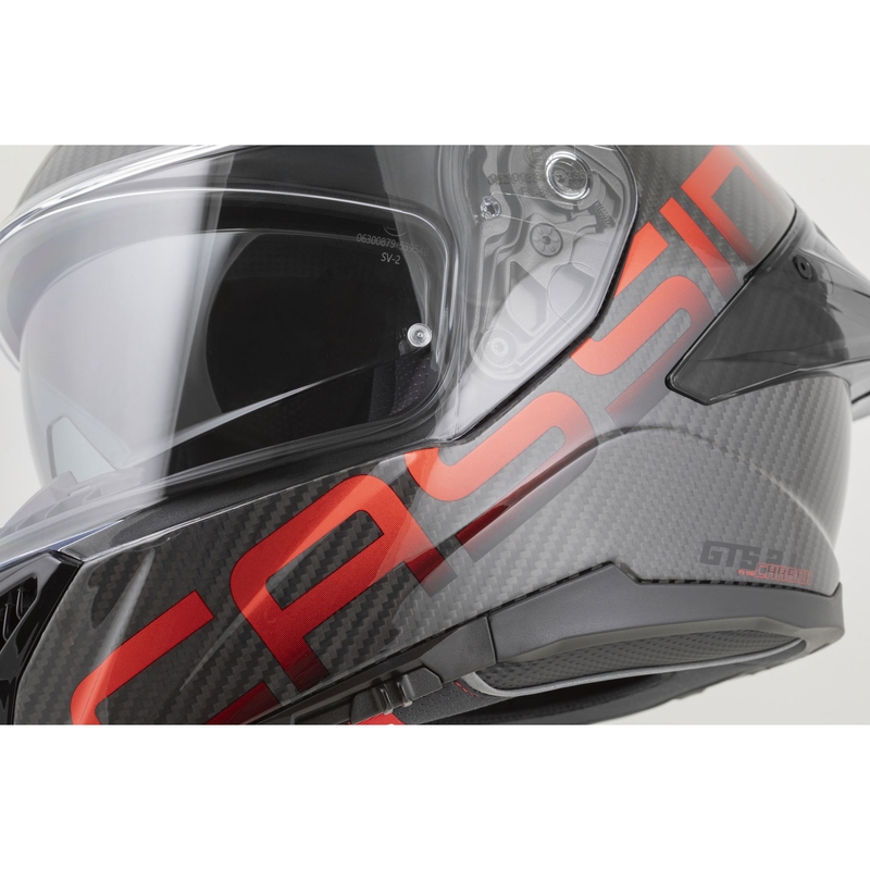 Casque intégral de moto Cassida Integral GTS 2.1 Plus Carbon, rouge carbone mat