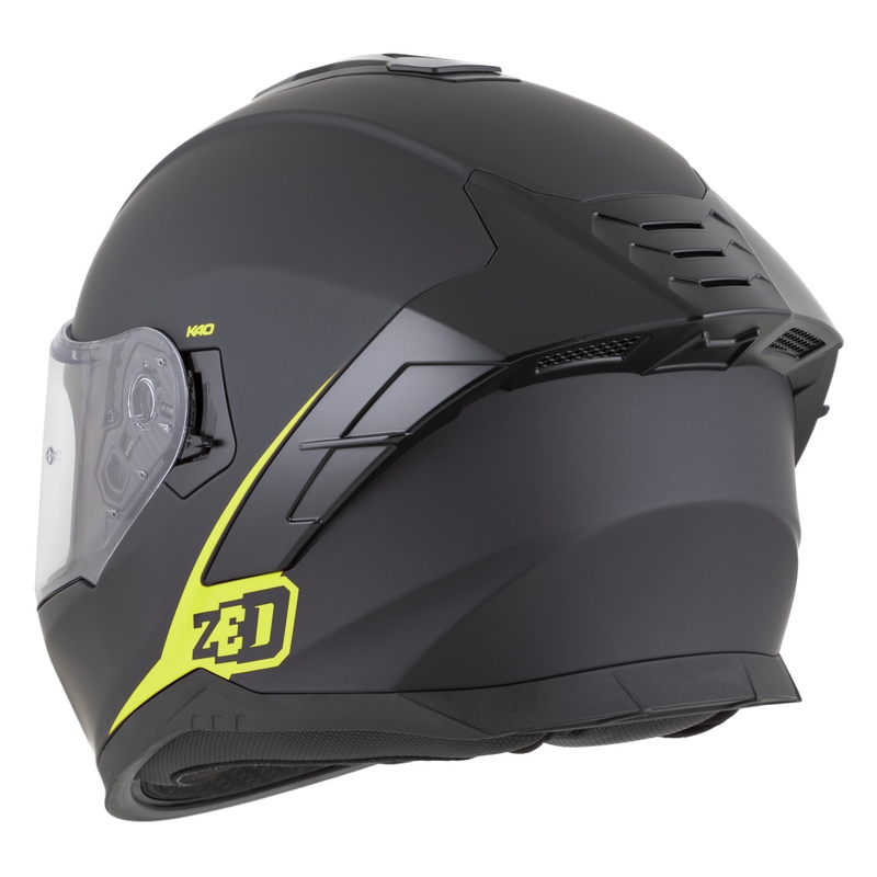 Casque intégral de moto ZED K40 noir mat-jaune fluo