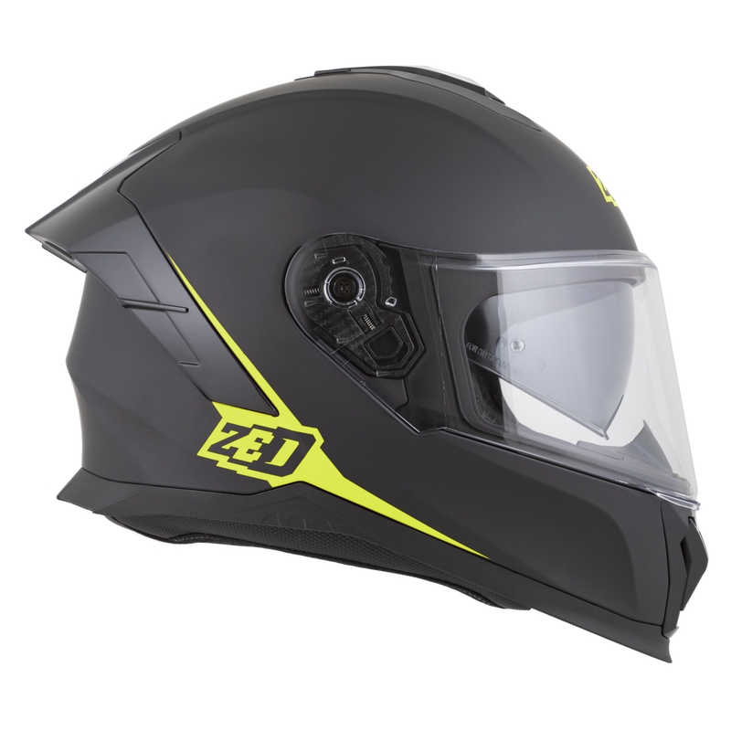 Casque intégral de moto ZED K40 noir mat-jaune fluo