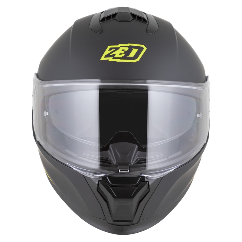 Casque intégral de moto ZED K40 noir mat-jaune fluo