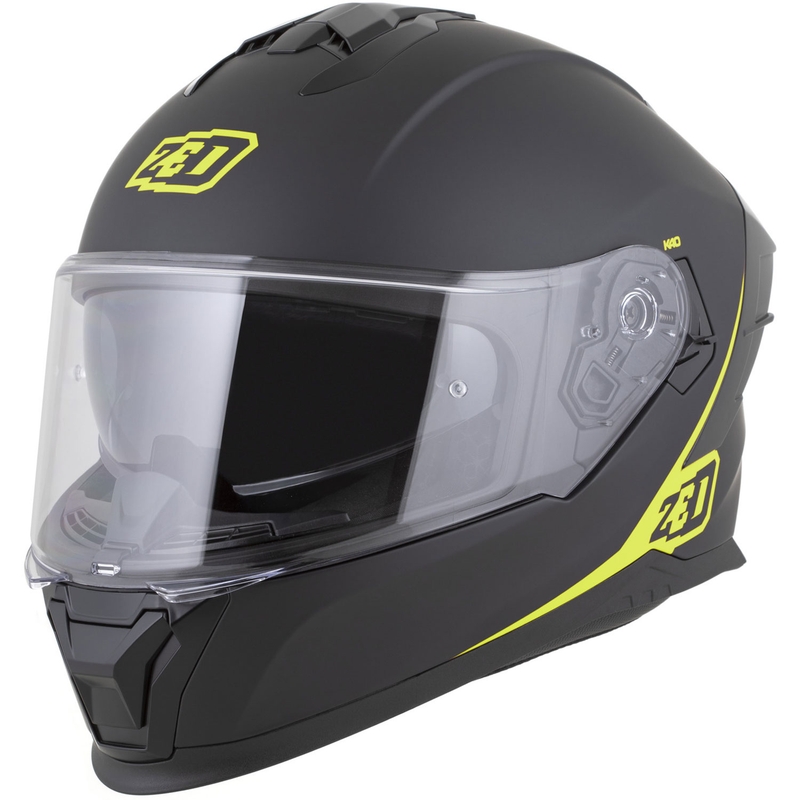 Casque intégral de moto ZED K40 noir mat-jaune fluo
