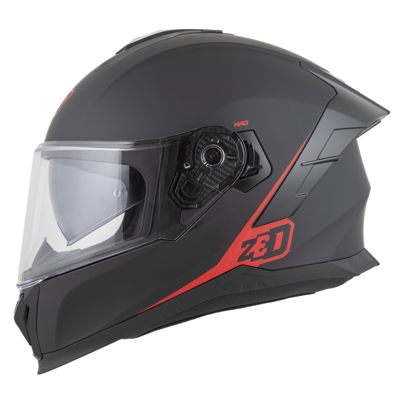 Casque intégral de moto ZED K40 noir mat-rouge