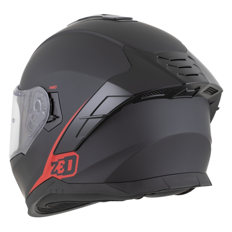 Casque intégral de moto ZED K40 noir mat-rouge