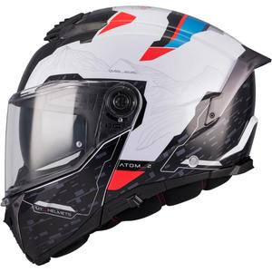 Casque de moto modulable MT Atom 2 SV Highlands A7 noir-blanc-bleu-rouge