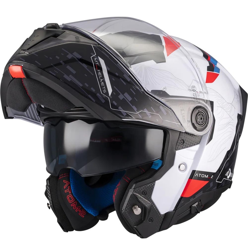 Casque de moto modulable MT Atom 2 SV Highlands A7 noir-blanc-bleu-rouge