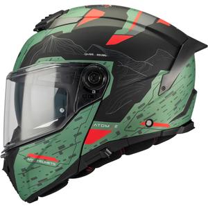 Casque de moto modulable MT Atom 2 SV Highlands C6 vert mat-noir-rouge