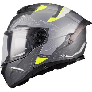 Casque de moto modulable MT Atom 2 SV Highlands E2 noir mat-gris-jaune fluo